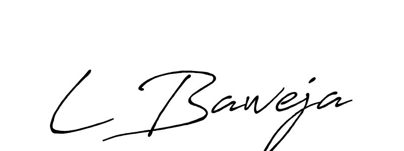 How to make L Baweja name signature. Use Antro_Vectra_Bolder style for creating short signs online. This is the latest handwritten sign. L Baweja signature style 7 images and pictures png