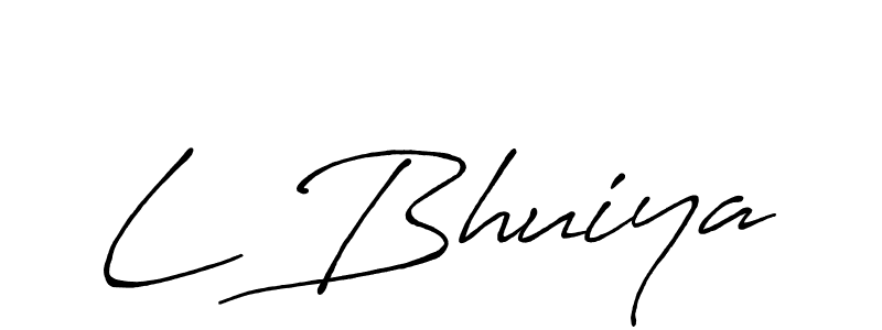 How to make L Bhuiya name signature. Use Antro_Vectra_Bolder style for creating short signs online. This is the latest handwritten sign. L Bhuiya signature style 7 images and pictures png