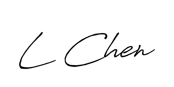 The best way (Antro_Vectra_Bolder) to make a short signature is to pick only two or three words in your name. The name L Chen include a total of six letters. For converting this name. L Chen signature style 7 images and pictures png