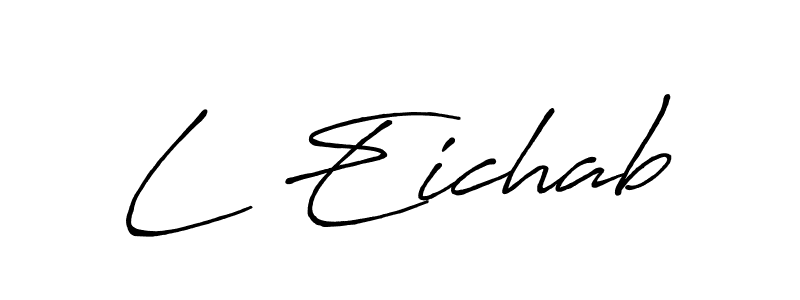 The best way (Antro_Vectra_Bolder) to make a short signature is to pick only two or three words in your name. The name L Eichab include a total of six letters. For converting this name. L Eichab signature style 7 images and pictures png