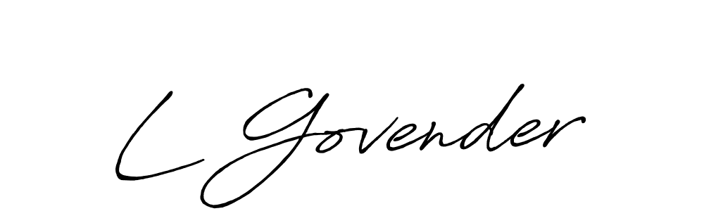The best way (Antro_Vectra_Bolder) to make a short signature is to pick only two or three words in your name. The name L Govender include a total of six letters. For converting this name. L Govender signature style 7 images and pictures png