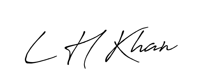 The best way (Antro_Vectra_Bolder) to make a short signature is to pick only two or three words in your name. The name L H Khan include a total of six letters. For converting this name. L H Khan signature style 7 images and pictures png