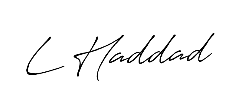 The best way (Antro_Vectra_Bolder) to make a short signature is to pick only two or three words in your name. The name L Haddad include a total of six letters. For converting this name. L Haddad signature style 7 images and pictures png