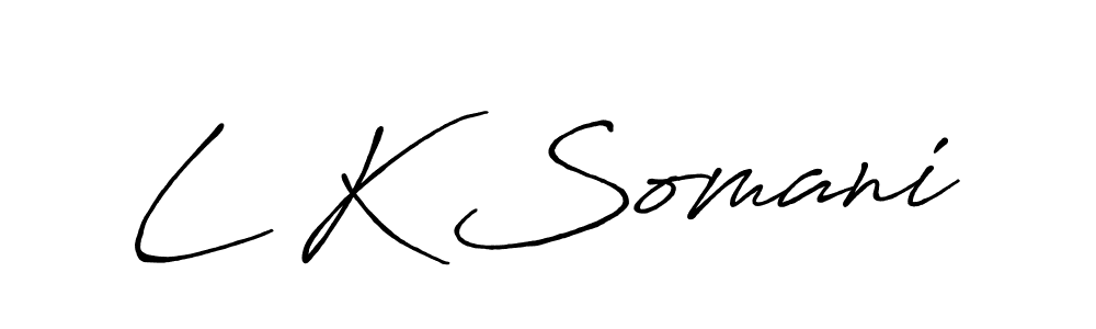 L K Somani stylish signature style. Best Handwritten Sign (Antro_Vectra_Bolder) for my name. Handwritten Signature Collection Ideas for my name L K Somani. L K Somani signature style 7 images and pictures png