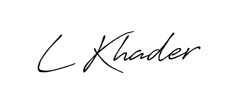 How to make L Khader name signature. Use Antro_Vectra_Bolder style for creating short signs online. This is the latest handwritten sign. L Khader signature style 7 images and pictures png