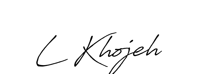 The best way (Antro_Vectra_Bolder) to make a short signature is to pick only two or three words in your name. The name L Khojeh include a total of six letters. For converting this name. L Khojeh signature style 7 images and pictures png