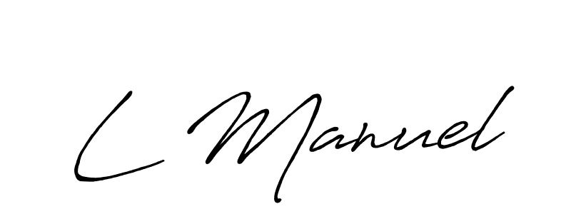 Design your own signature with our free online signature maker. With this signature software, you can create a handwritten (Antro_Vectra_Bolder) signature for name L Manuel. L Manuel signature style 7 images and pictures png