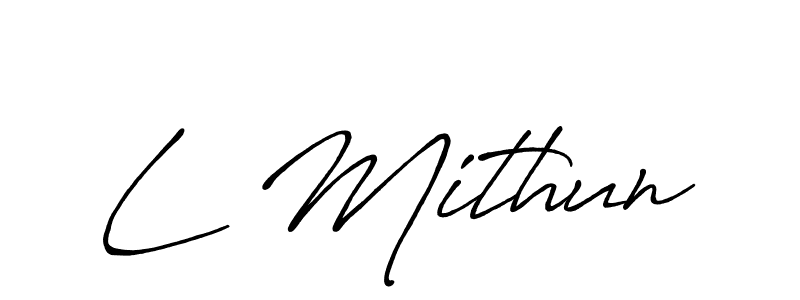 Also we have L Mithun name is the best signature style. Create professional handwritten signature collection using Antro_Vectra_Bolder autograph style. L Mithun signature style 7 images and pictures png