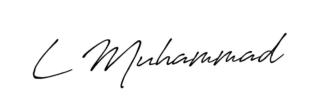 Use a signature maker to create a handwritten signature online. With this signature software, you can design (Antro_Vectra_Bolder) your own signature for name L Muhammad. L Muhammad signature style 7 images and pictures png