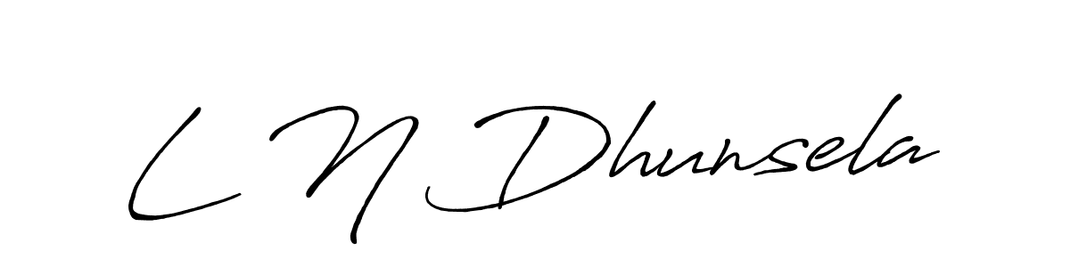 How to make L N Dhunsela name signature. Use Antro_Vectra_Bolder style for creating short signs online. This is the latest handwritten sign. L N Dhunsela signature style 7 images and pictures png