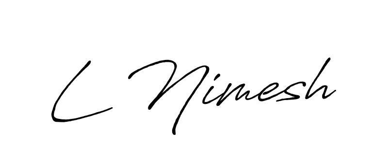 if you are searching for the best signature style for your name L Nimesh. so please give up your signature search. here we have designed multiple signature styles  using Antro_Vectra_Bolder. L Nimesh signature style 7 images and pictures png
