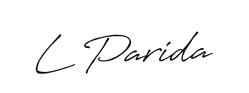 Make a beautiful signature design for name L Parida. With this signature (Antro_Vectra_Bolder) style, you can create a handwritten signature for free. L Parida signature style 7 images and pictures png