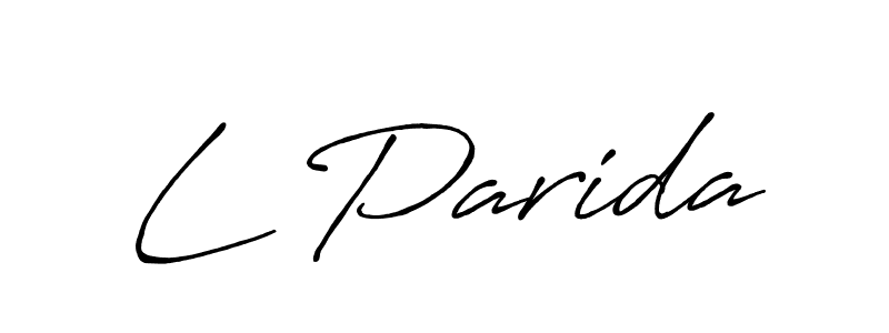 Make a beautiful signature design for name L Parida. With this signature (Antro_Vectra_Bolder) style, you can create a handwritten signature for free. L Parida signature style 7 images and pictures png