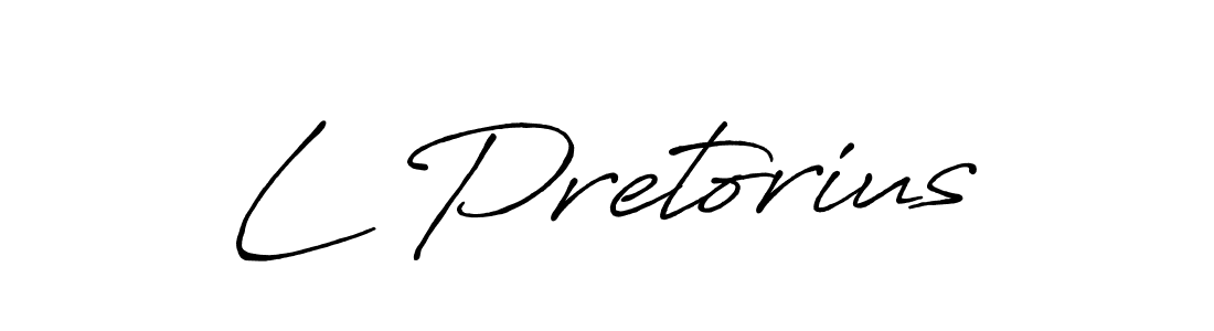 Create a beautiful signature design for name L Pretorius. With this signature (Antro_Vectra_Bolder) fonts, you can make a handwritten signature for free. L Pretorius signature style 7 images and pictures png