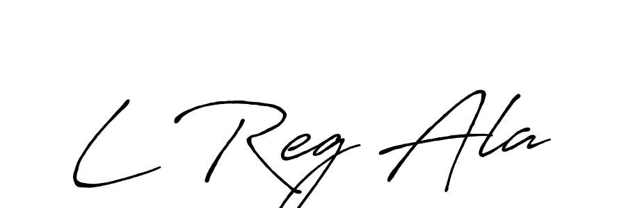 How to make L Reg Ala name signature. Use Antro_Vectra_Bolder style for creating short signs online. This is the latest handwritten sign. L Reg Ala signature style 7 images and pictures png