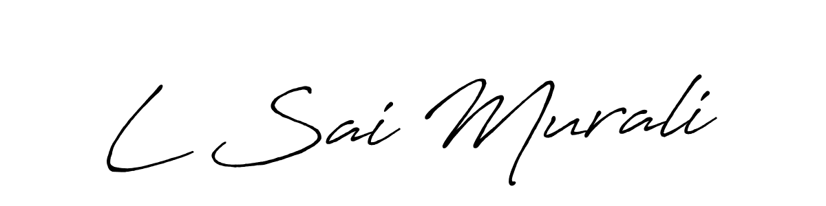 The best way (Antro_Vectra_Bolder) to make a short signature is to pick only two or three words in your name. The name L Sai Murali include a total of six letters. For converting this name. L Sai Murali signature style 7 images and pictures png