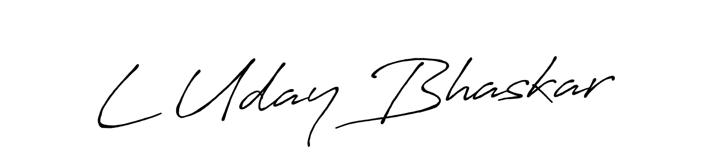 How to make L Uday Bhaskar name signature. Use Antro_Vectra_Bolder style for creating short signs online. This is the latest handwritten sign. L Uday Bhaskar signature style 7 images and pictures png