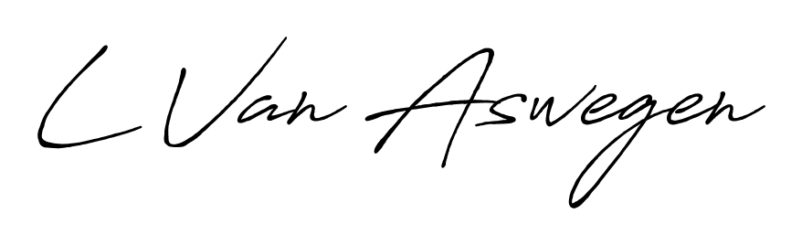 The Antro_Vectra_Bolder font gives name L Van Aswegen a signature that looks effortless yet distinguished. Download high-res PNG instantly. L Van Aswegen signature style 7 images and pictures png