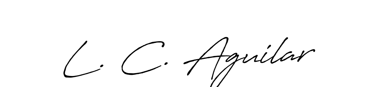How to make L. C. Aguilar name signature. Use Antro_Vectra_Bolder style for creating short signs online. This is the latest handwritten sign. L. C. Aguilar signature style 7 images and pictures png