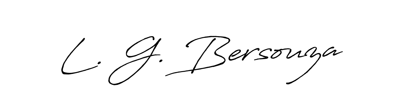 The best way (Antro_Vectra_Bolder) to make a short signature is to pick only two or three words in your name. The name L. G. Bersouza include a total of six letters. For converting this name. L. G. Bersouza signature style 7 images and pictures png