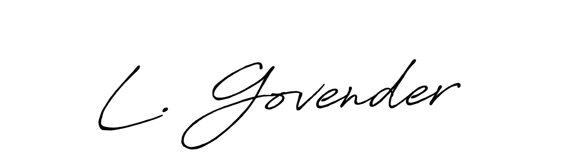 The best way (Antro_Vectra_Bolder) to make a short signature is to pick only two or three words in your name. The name L. Govender include a total of six letters. For converting this name. L. Govender signature style 7 images and pictures png