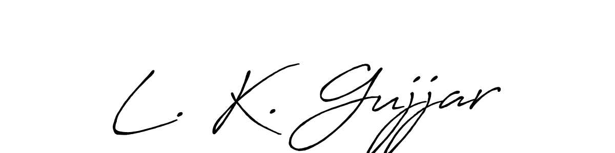 Use a signature maker to create a handwritten signature online. With this signature software, you can design (Antro_Vectra_Bolder) your own signature for name L. K. Gujjar. L. K. Gujjar signature style 7 images and pictures png