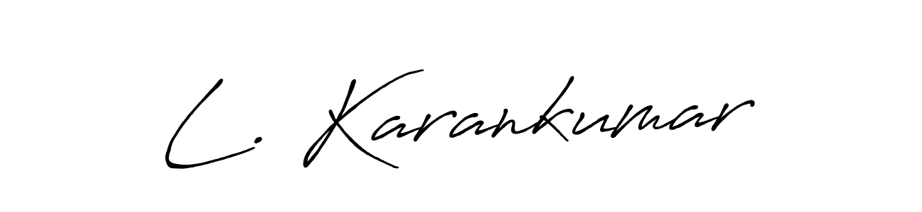 if you are searching for the best signature style for your name L. Karankumar. so please give up your signature search. here we have designed multiple signature styles  using Antro_Vectra_Bolder. L. Karankumar signature style 7 images and pictures png