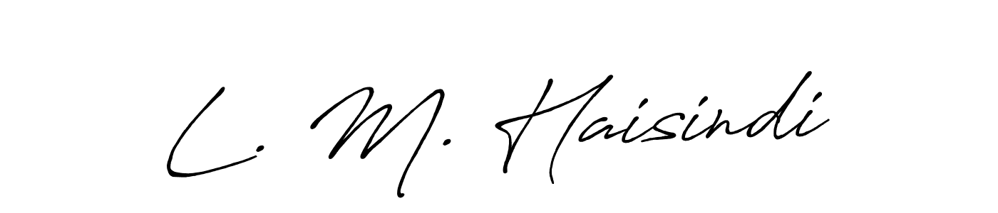 Antro_Vectra_Bolder is a professional signature style that is perfect for those who want to add a touch of class to their signature. It is also a great choice for those who want to make their signature more unique. Get L. M. Haisindi name to fancy signature for free. L. M. Haisindi signature style 7 images and pictures png