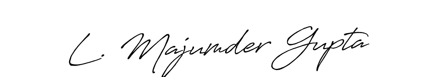 The best way (Antro_Vectra_Bolder) to make a short signature is to pick only two or three words in your name. The name L. Majumder Gupta include a total of six letters. For converting this name. L. Majumder Gupta signature style 7 images and pictures png