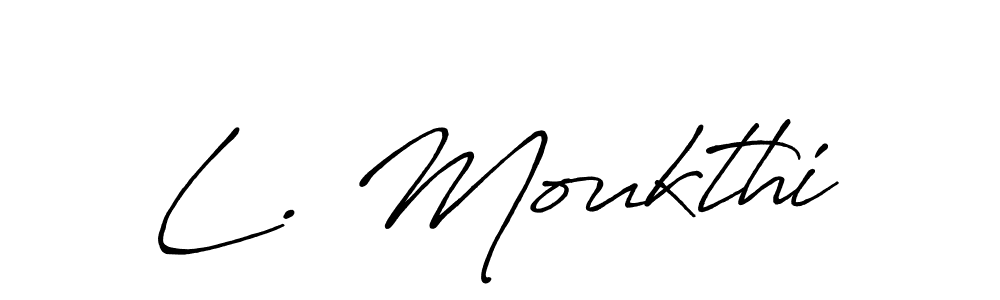 This is the best signature style for the L. Moukthi name. Also you like these signature font (Antro_Vectra_Bolder). Mix name signature. L. Moukthi signature style 7 images and pictures png