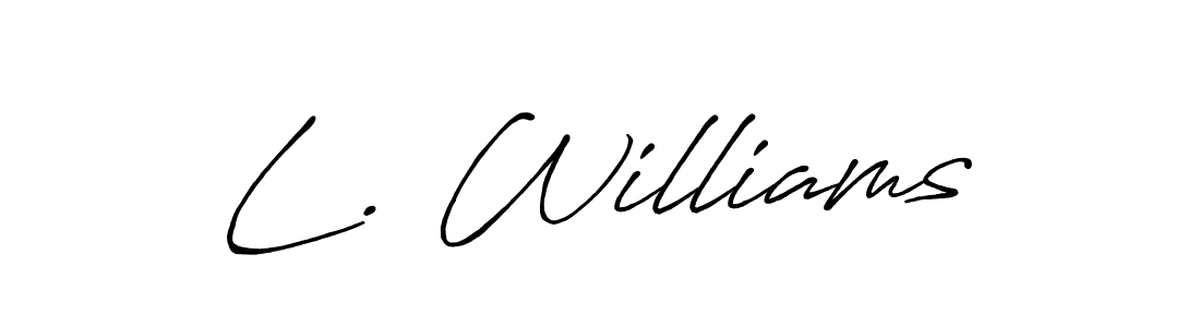 Use a signature maker to create a handwritten signature online. With this signature software, you can design (Antro_Vectra_Bolder) your own signature for name L. Williams. L. Williams signature style 7 images and pictures png