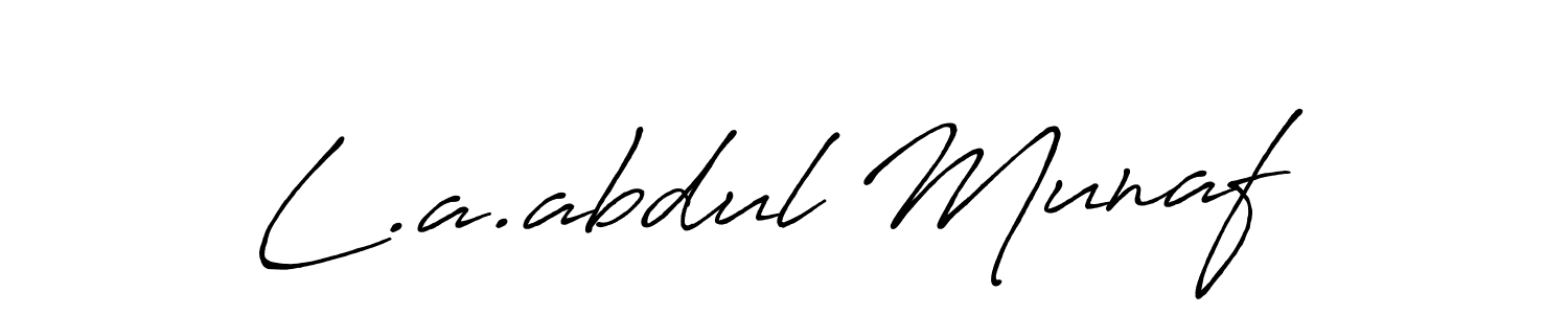 Make a beautiful signature design for name L.a.abdul Munaf. With this signature (Antro_Vectra_Bolder) style, you can create a handwritten signature for free. L.a.abdul Munaf signature style 7 images and pictures png