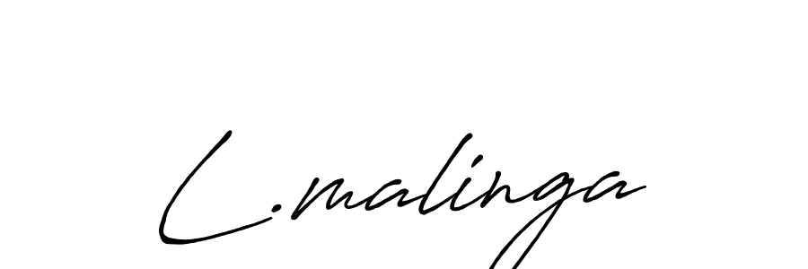 How to make L.malinga name signature. Use Antro_Vectra_Bolder style for creating short signs online. This is the latest handwritten sign. L.malinga signature style 7 images and pictures png