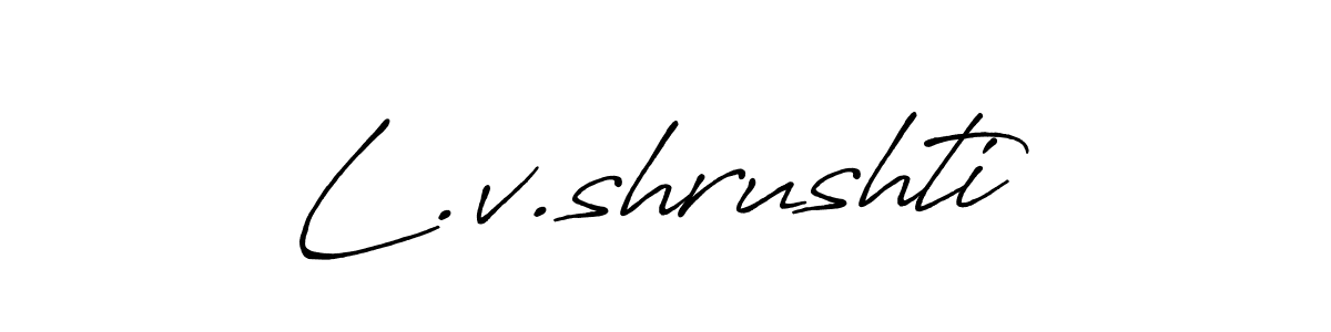 if you are searching for the best signature style for your name L.v.shrushti. so please give up your signature search. here we have designed multiple signature styles  using Antro_Vectra_Bolder. L.v.shrushti signature style 7 images and pictures png