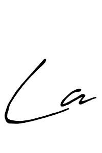 Create a beautiful signature design for name La. With this signature (Antro_Vectra_Bolder) fonts, you can make a handwritten signature for free. La signature style 7 images and pictures png