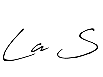 The best way (Antro_Vectra_Bolder) to make a short signature is to pick only two or three words in your name. The name La S include a total of six letters. For converting this name. La S signature style 7 images and pictures png