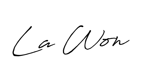 Also we have La Won name is the best signature style. Create professional handwritten signature collection using Antro_Vectra_Bolder autograph style. La Won signature style 7 images and pictures png