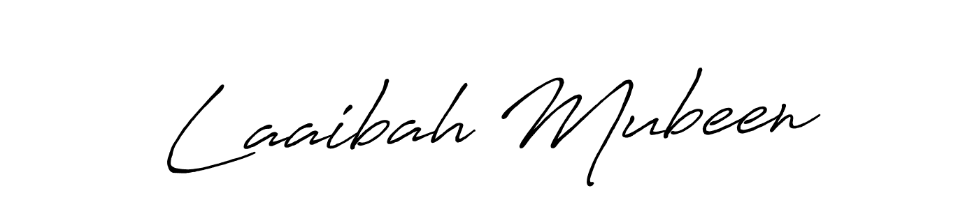 How to make Laaibah Mubeen name signature. Use Antro_Vectra_Bolder style for creating short signs online. This is the latest handwritten sign. Laaibah Mubeen signature style 7 images and pictures png