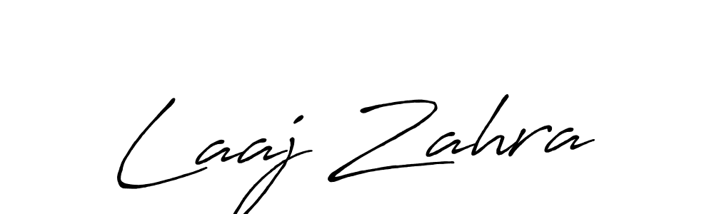 How to make Laaj Zahra name signature. Use Antro_Vectra_Bolder style for creating short signs online. This is the latest handwritten sign. Laaj Zahra signature style 7 images and pictures png