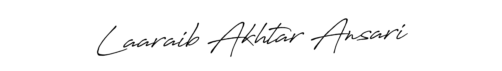 Antro_Vectra_Bolder is a professional signature style that is perfect for those who want to add a touch of class to their signature. It is also a great choice for those who want to make their signature more unique. Get Laaraib Akhtar Ansari name to fancy signature for free. Laaraib Akhtar Ansari signature style 7 images and pictures png