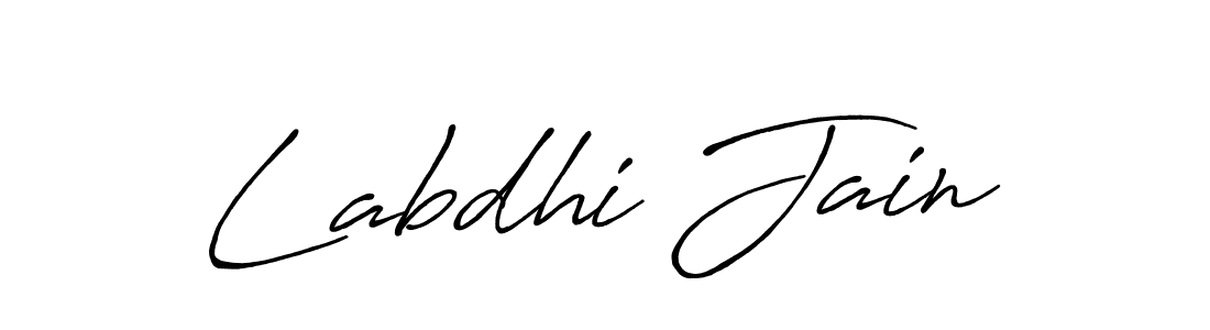 How to make Labdhi Jain name signature. Use Antro_Vectra_Bolder style for creating short signs online. This is the latest handwritten sign. Labdhi Jain signature style 7 images and pictures png
