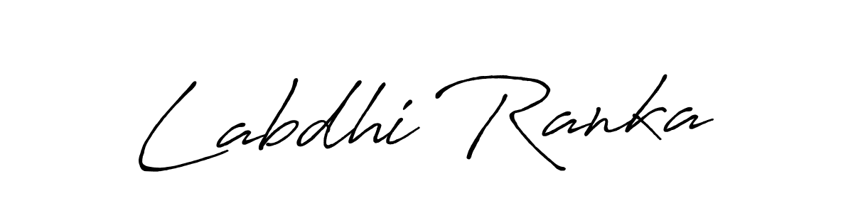 How to make Labdhi Ranka name signature. Use Antro_Vectra_Bolder style for creating short signs online. This is the latest handwritten sign. Labdhi Ranka signature style 7 images and pictures png