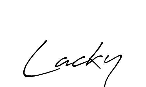 Make a beautiful signature design for name Lacky. With this signature (Antro_Vectra_Bolder) style, you can create a handwritten signature for free. Lacky signature style 7 images and pictures png