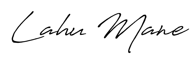 A sleek calligraphic signature for name Lahu Mane utilizing Antro_Vectra_Bolder styling. Great for adding personal signatures to photos and art. Lahu Mane signature style 7 images and pictures png