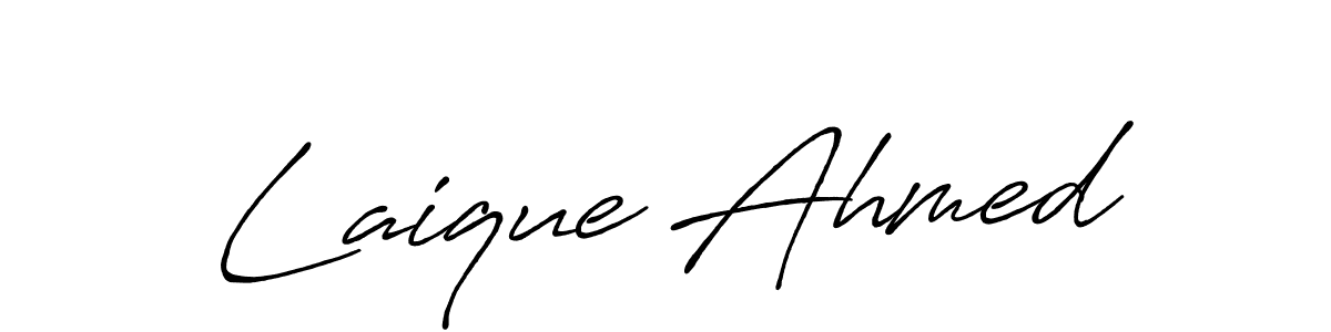 Make a beautiful signature design for name Laique Ahmed. With this signature (Antro_Vectra_Bolder) style, you can create a handwritten signature for free. Laique Ahmed signature style 7 images and pictures png