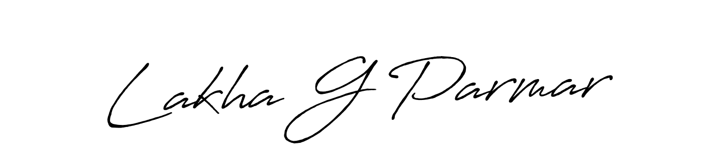 The best way (Antro_Vectra_Bolder) to make a short signature is to pick only two or three words in your name. The name Lakha G Parmar include a total of six letters. For converting this name. Lakha G Parmar signature style 7 images and pictures png