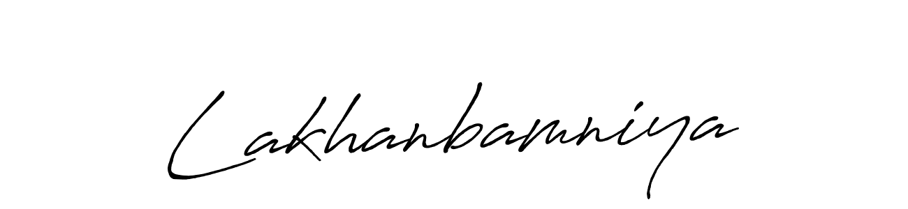 Create a beautiful signature design for name Lakhanbamniya. With this signature (Antro_Vectra_Bolder) fonts, you can make a handwritten signature for free. Lakhanbamniya signature style 7 images and pictures png