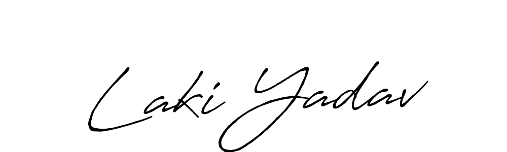 if you are searching for the best signature style for your name Laki Yadav. so please give up your signature search. here we have designed multiple signature styles  using Antro_Vectra_Bolder. Laki Yadav signature style 7 images and pictures png