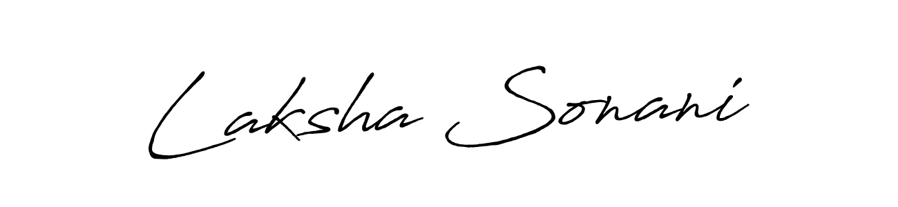 How to make Laksha Sonani name signature. Use Antro_Vectra_Bolder style for creating short signs online. This is the latest handwritten sign. Laksha Sonani signature style 7 images and pictures png