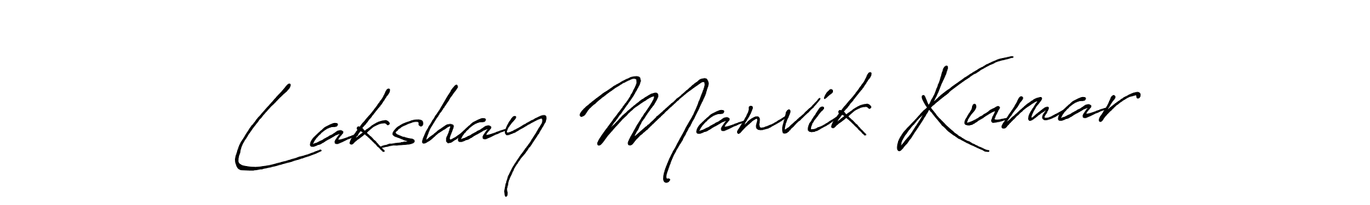 How to make Lakshay Manvik Kumar name signature. Use Antro_Vectra_Bolder style for creating short signs online. This is the latest handwritten sign. Lakshay Manvik Kumar signature style 7 images and pictures png